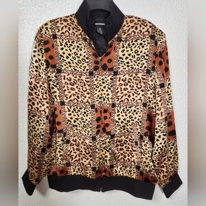 Notations Silk Vintage 80's 90's Animal Print - Bomber Jacket